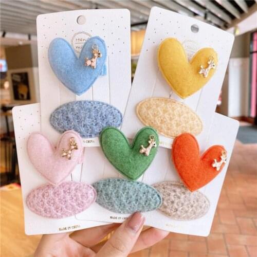 2 Piece Candy Color Hair Pins For Girls Cartoon Animal Hair Accessories Set Baby Clip Children Hair Styling Tools Barrettes