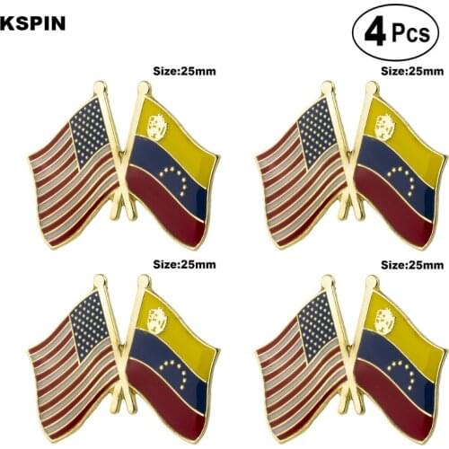 U.S.A.& Venezuela Friendship Flag Pin Lapel Pin Badge Brooch Icons 4pcs