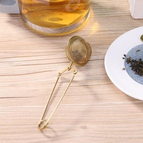 Gold Stainless Steel Tea Infuser Sphere Mesh Tea Strainer Coffee Herb Spice Filter Diffuser Handle Tea Ball Kitchen Tools