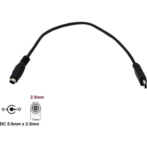 1pc USB 3.1 Type C USB-C Male Plug to DC 5.5mm x 2.5mm Power Female Jack Charge Cable For Apple Macbook 25cm