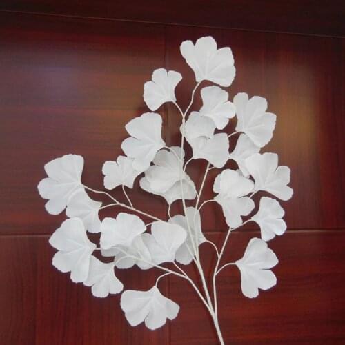12pcs 60cm White Ginkgo Biloba Maidenhair Tree Leaf Leaves Branch Silk Artificial For Wedding Home Office Hotel Decoration