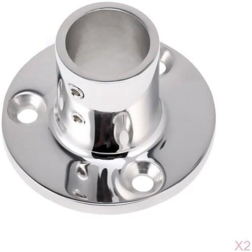 2x Boat Handrail Fits 1 "Pipe Support Round Base Marine Stainless Steel