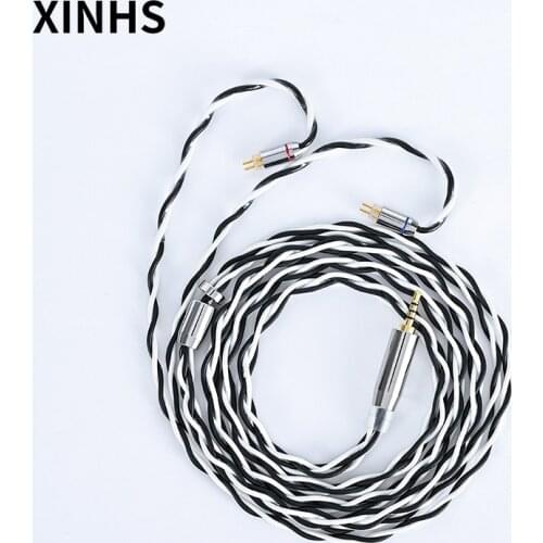 4 Cores Silver Foil Wire Single Crystal Copper Mixed Weave Earphones Upgrade Cable HIFI Audio Replacement Headphone Wire