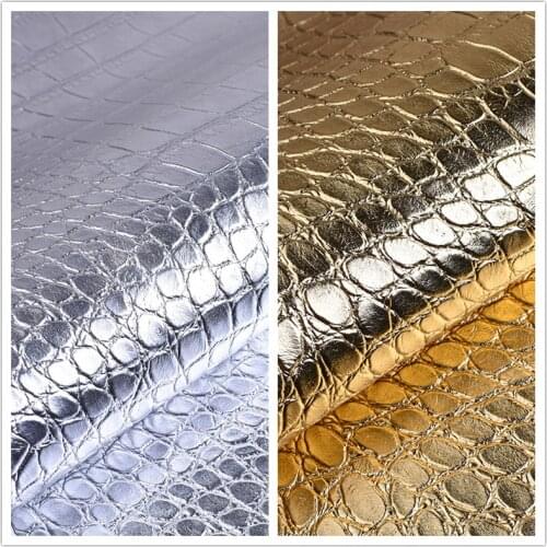50x138cm 0.8mm Bling Faux PVC leather Fabric Imitation Crocodile Skin Embossed Synthetic PVC Faux Leather for Decoration Home