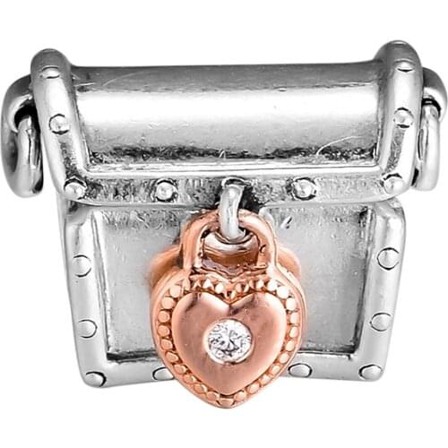 Charms 925 Silver Original Fit Pandora Bracelets Sterling Silver Treasure Box Charm Beads for diy Women Jewelry