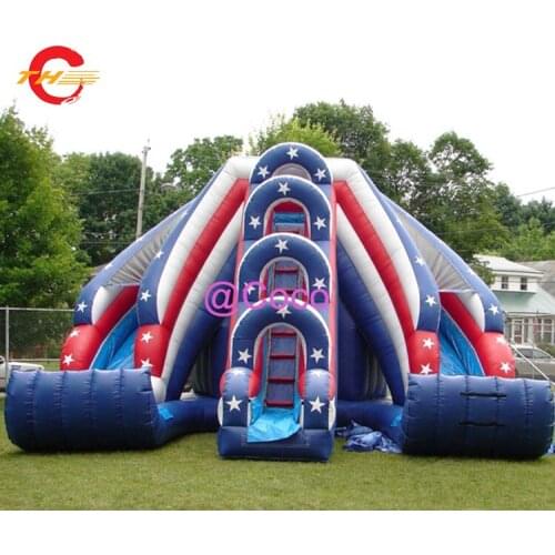 Free ship to sea port!8x6m/26.5x20ft inflatable bouncer slide, factory inflatable water slides, double tubes infltable slides