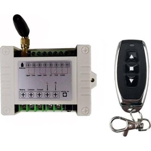 AC220V 10A Motor Wireless Remote Control Switch Up Down Stop Forwards Reverse Switch Radio Receiver With Antenna Transmitter