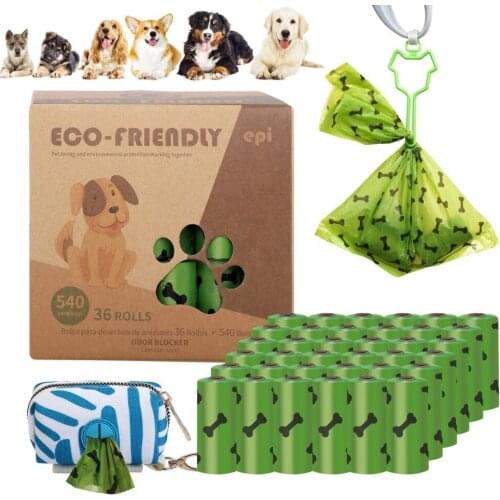 Biodegradable Dog Poop Bag Earth-Friendly Green With Incense Garbage Bag Dispenser Puppy Cat Waste Bag Pet Cleaning Supplies