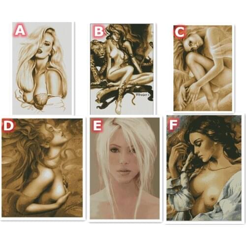 Blonde Beauty Crying Girl Beautiful Woman Goddess Embroidery Needlework 14CT Unprinted Art Cross Stitch Kits DIY Handmade Decor