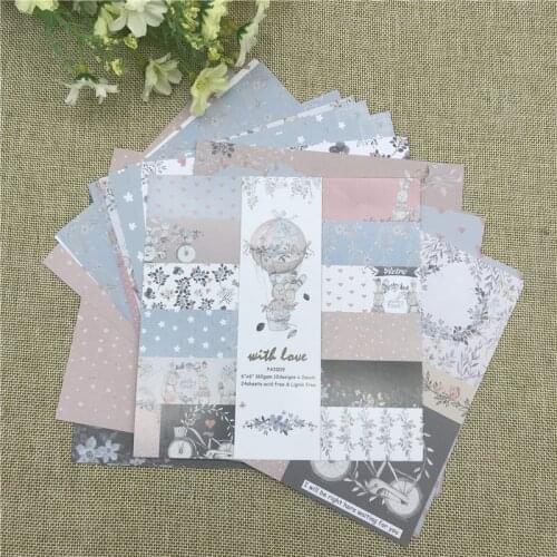 24 sheet 6"X6"With Love patterned paper Scrapbooking paper pack handmade craft paper craft Background pad