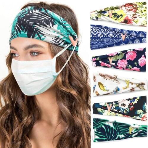 2PCS Quick-drying Mask Headband Breathable Sports Button Headband Hair Headwrap For Nurses Women Outdoor Workout Yoga Running