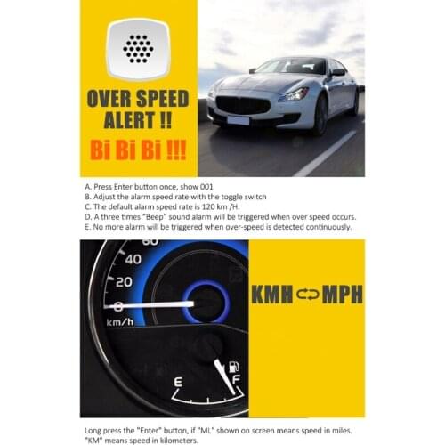 C80 Digital Car HUD Head Up Display GPS Speedometer Speed Meter Overspeed Warnin H8WE