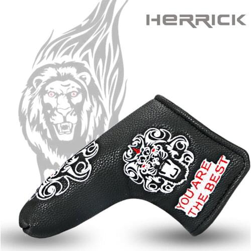 Golf Putter Cover Lions head pattern Headcover with Blade Style white/black to choose free shipping