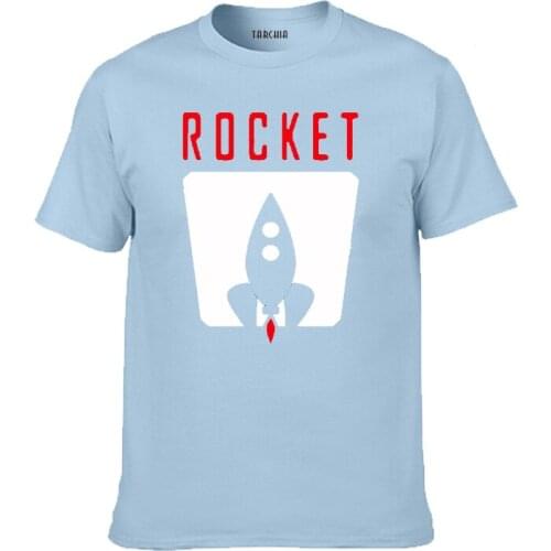 TARCHIA 2021 Rocket Print Men Tees Tops Casual T Shirt Men Stylish Trendy Slogan New Cotton Slim Fit T Shirt Homme Sleeve Spring