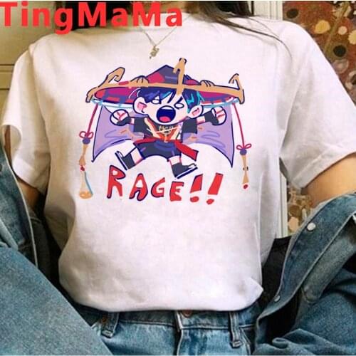 Genshin Impact Keqing summer top clothes men streetwear ulzzang kawaii couple t-shirt white t shirt plus size