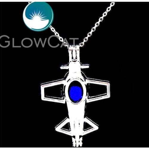 GLOWCAT L502 Airplane Beads Cage Locket Necklaces Kids Boys Aromatherapy Perfume Diffuser Pearl Handmade Jewelry