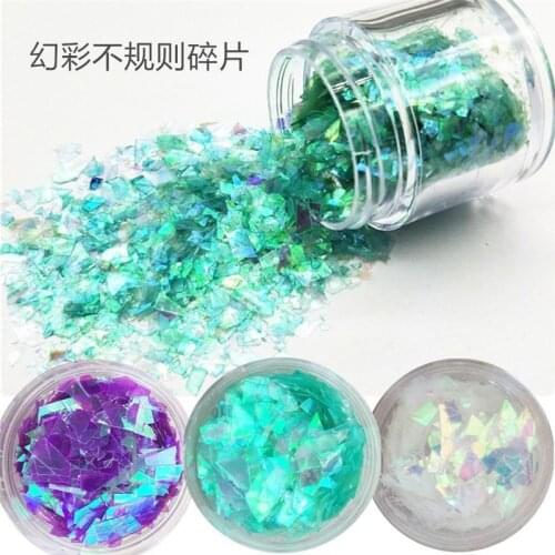 Holographic Glass Glitter Powder Nail Art Glittering Shards Irregular Candy Shards Aurora Illusion Nail Art Decorative Nails
