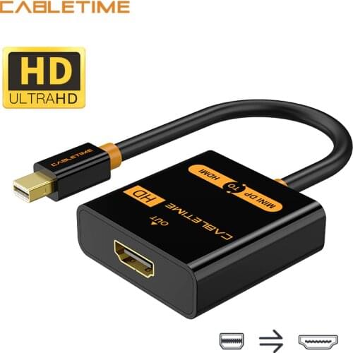 Cabletime Mini DP to HDMI Adapter M/F Thunderbolt Mini DisplayPort to HDMI Cable for MacBook Pro Air iMac 1080p projector N020