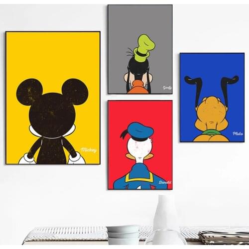 Disney Cartoon Disney Back View Character Canvas Painting Prints and Posters Wall Art Picture for Living Room Decoration Cuadros
