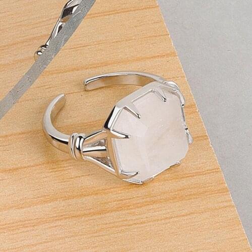 New Occident Hot Ring Women Silver Color Jewelry Crystal Sugar White Square Geometry Rings Lady Party Accessories KOFSAC