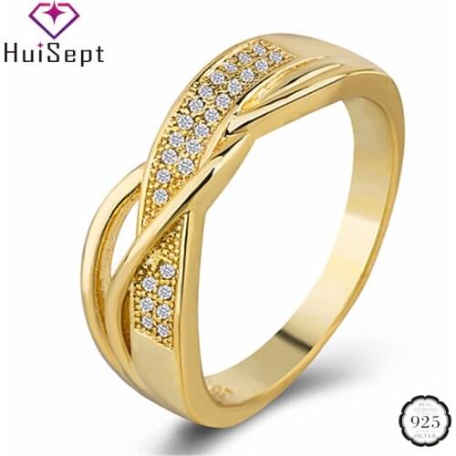 HuiSept Trendy Women Rings 925 Silver Jewelry Geometric Shape Zircon Gemstone Finger Ring for Wedding Engagement Party Accessory