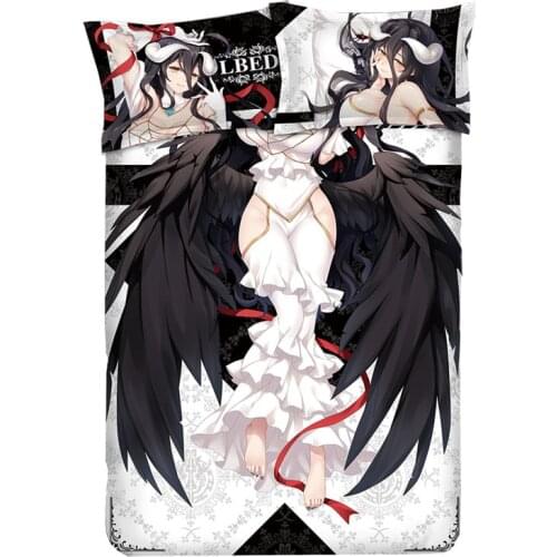 Anime Fate/Overlords/Grand Order albedo Bedding Sets Twin/Queen/King 3pcs/ 4pcs bed set with pillowcase + sheet+Duvet Cover F08B