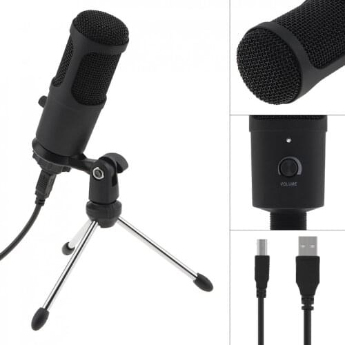 New Metal USB Condenser A6 Microphone Recording for Laptop Computer Windows Cardioid Recording Vocals Voice for Live / Video