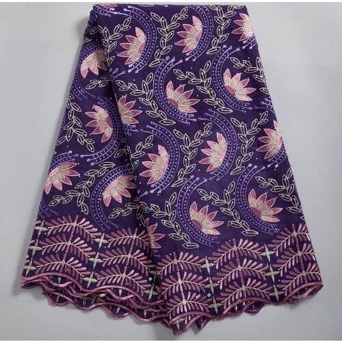 SJD LACE Pruple High Quality African Lace Fabric 2021 Swiss Voile Lace Nigerian Sewing Accessories For Women Wedding Dress A2330