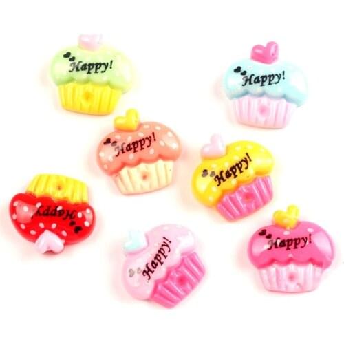LF 50Pcs Mixed Cakes Ice Cream Resin Decoration Flatback Cabochon Embellishment For Crafts Scrapbooking Diy Accessories