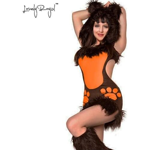 LoveyRoyal 2018 new role-playing game carnaval sexy costumes erotic costumes Bear Animal Play Set Wild party harness dress
