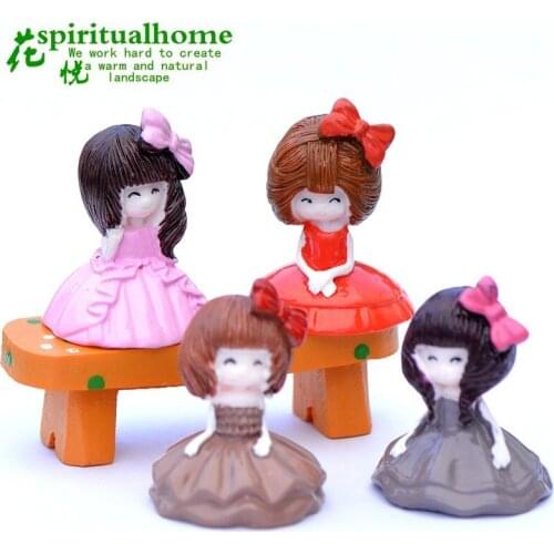 4pcs Cute Little Princess Girl Figures Miniature Desktop Home Decor Girl Model Princess Fairy Valentines Day Gift Dollhouse
