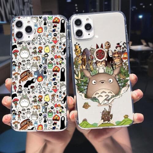 Cute Totoro Spirited Away Ghibli Miyazaki Anime Soft Clear Phone Case For iPhone 11 12 Pro Max 6s 7 8 Plus X XS XR XS Max Coque