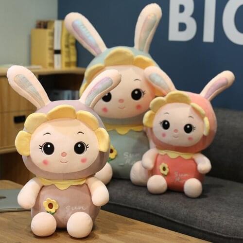 Cute Sunflower Rabbit Doll Plush Toy Cartoon Super Cute Doll Rabbit Doll Girls Birthday Present