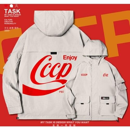 The Soviet Union CCCP Soviet Social Communist Republic USSR men jacket hooded trench coat men chaquetas hombre clothes autumn