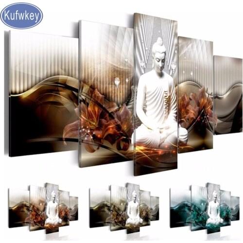 5pcs/set buddha diamond painting Full squre round drill 3d Cross stitch diamond embroidery Rhinestone Mosaic kit puzzle 5d Craft