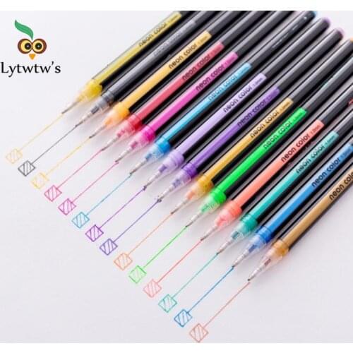 Gel Pen Set Refills Metallic Pastel Neon Glitter Sketch Drawing Color School Office Supply Stationery Marker Kids Gifts Painting