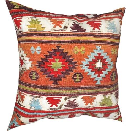Konya Central Anatolian Kilim Print Pillow Case Decorative Pillow Bohemian Turkish Persian Antique Tribal Novelty Cushion Covers