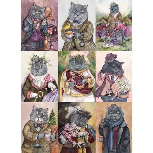 Nova Puzzle Jigsaw Puzzle 1000 Piece Sosyetik British Cats-Tatiana Plovetskaya