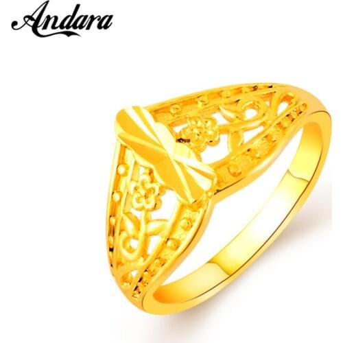 New Hot Sell Luxury Fashion Women Rings Gold Color Beautiful Love Rings Female Engagement Jewelry Wholesale JR045