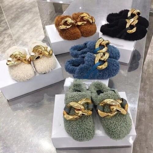 New Hair Shoes Half Slippers and Velvet Warm Cotton Shoes Comfortable Lazy Womens Slippers