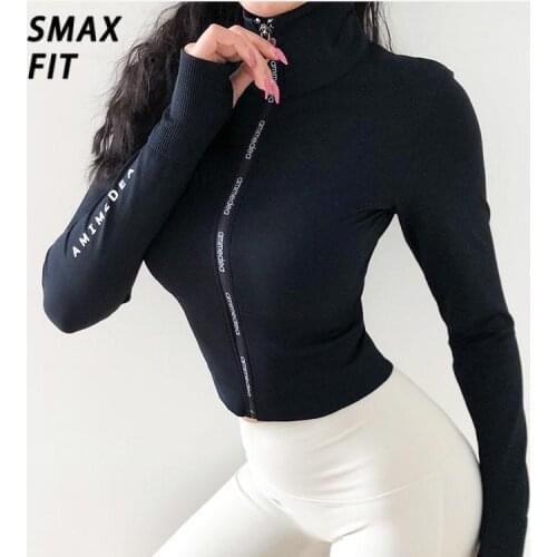 Autumn Running Sport Jacket Women Long Sleeve Zipper Fitness Skinny Yoga Shirt Top Workout Gym Activewear Sport Running Coats