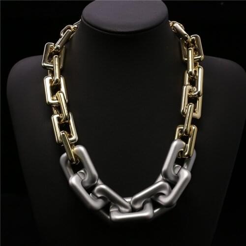Trendy Party Jewelry Hip-hop Generous Luxurious Fashion Choker Square Big Chain Necklaces Women Collar Female Jewelry