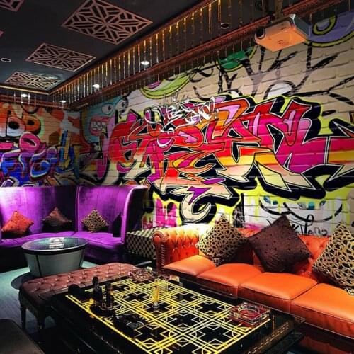 Beibehang Custom Photo Wallpaper Fashion Personality Graffiti Letters Wallpaper Bar KTV Dance Studio Bedroom Backdrop Wall Mural