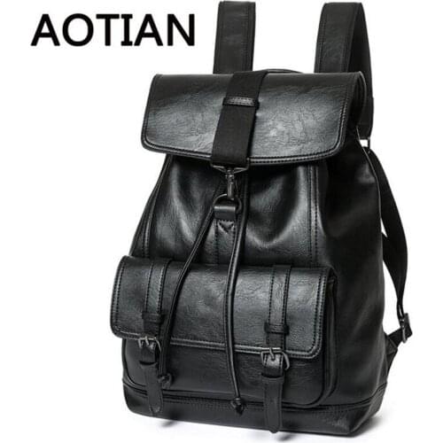 New Casual Men Backpack High Quality PU Leather Bagpack Man Travel Escolar School Students Backpacks Mochila Black Plecak