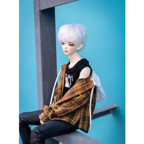 BJD doll dress is suitable for 1/3 SD uncle size plaid with hat joker button coat and long sleeve jacket doll accessories