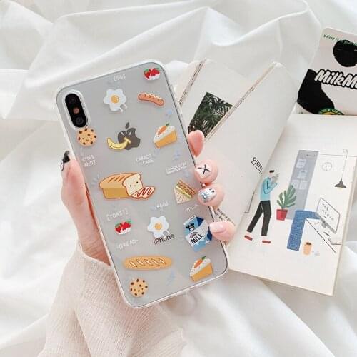 Cute Sandwich Illustration Kawaii Silicone Cover for IPhone 7 8 Plus 12 Mini Case Phone Case for IPhone 12 11 Pro MAX X XR Case
