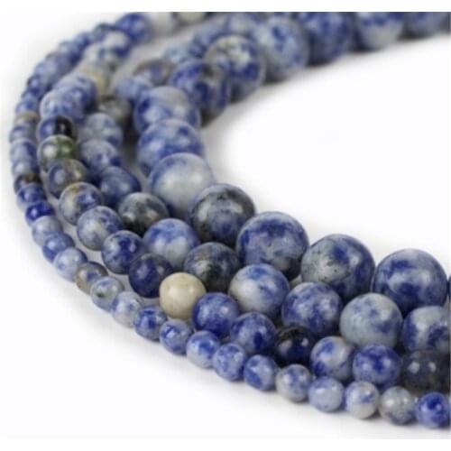 Blue Spot Gemstone Loose Beads for DIY Bracelet Jewelry Making Bead (4/6/8/10mm)