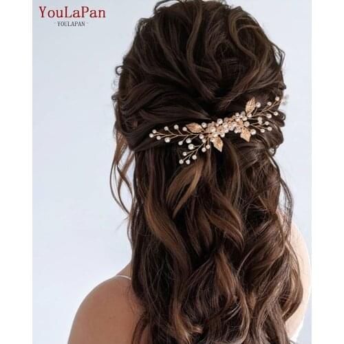 YouLaPan HP180 Wedding Comb Hair Accessories Hair Jewelry Bride Hair Pin Crystal Wedding Bride Tiara Golden Wedding Bride Clips