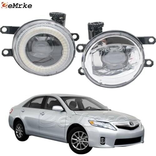 2in1 LED Angel Eye Daytime Running Lights DRL + Cut-Line Lens Fog Lights for Toyota Camry Hybrid 2010 2011 2012 2013 2014