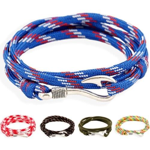 TOTABC Hot Sale Sterling Fish Hook Zinc New Fashion Bracelets For Mens Jewellery Tom Hope Anchor Friendship Wrap